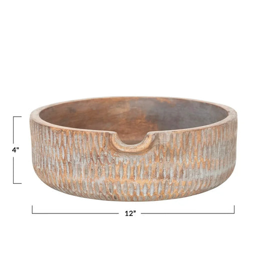 Hand Carved Mango Wood Bowl w/ Spout