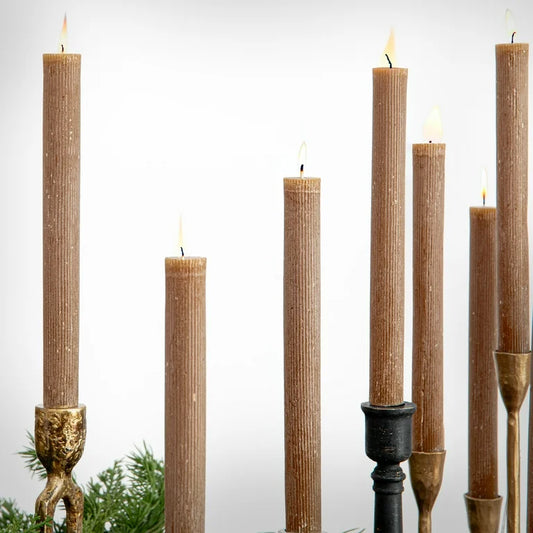 Unscented Pleated Taper Candles, Set of 12