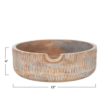 Hand Carved Mango Wood Bowl w/ Spout