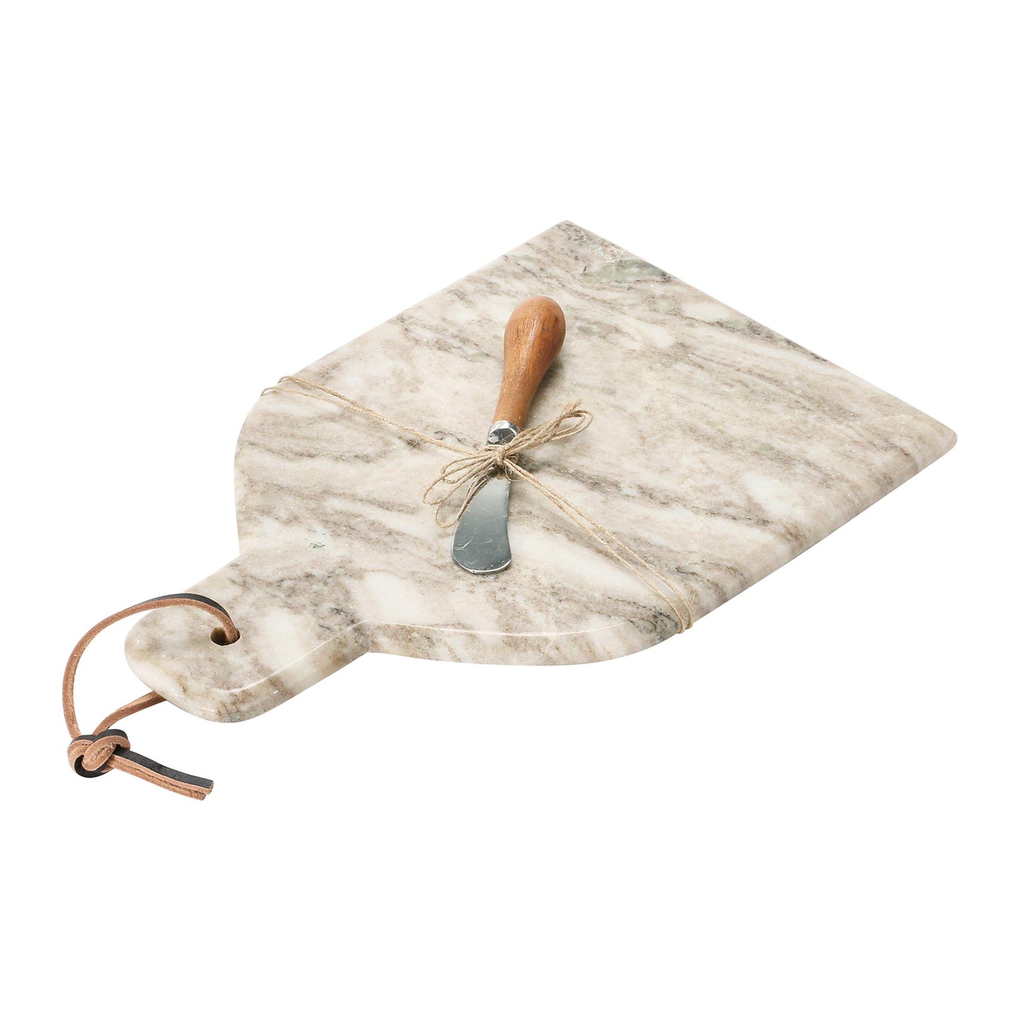 Marble Board w Leather Tie & Knife