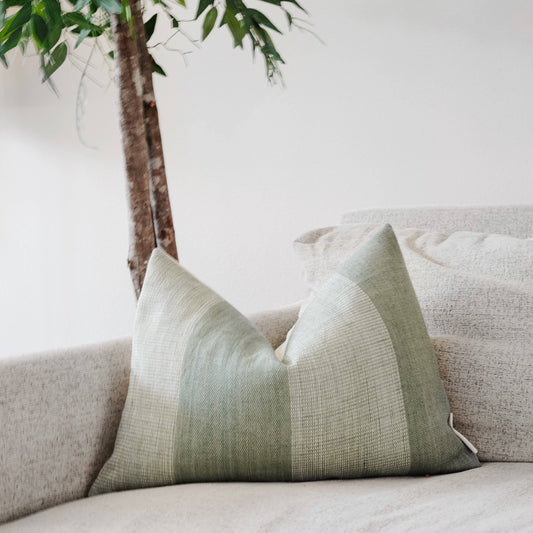 Vintage Indian Wool Lumbar Throw Pillow Cover in Light Teal