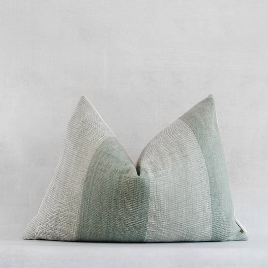 Vintage Indian Wool Lumbar Throw Pillow Cover in Light Teal